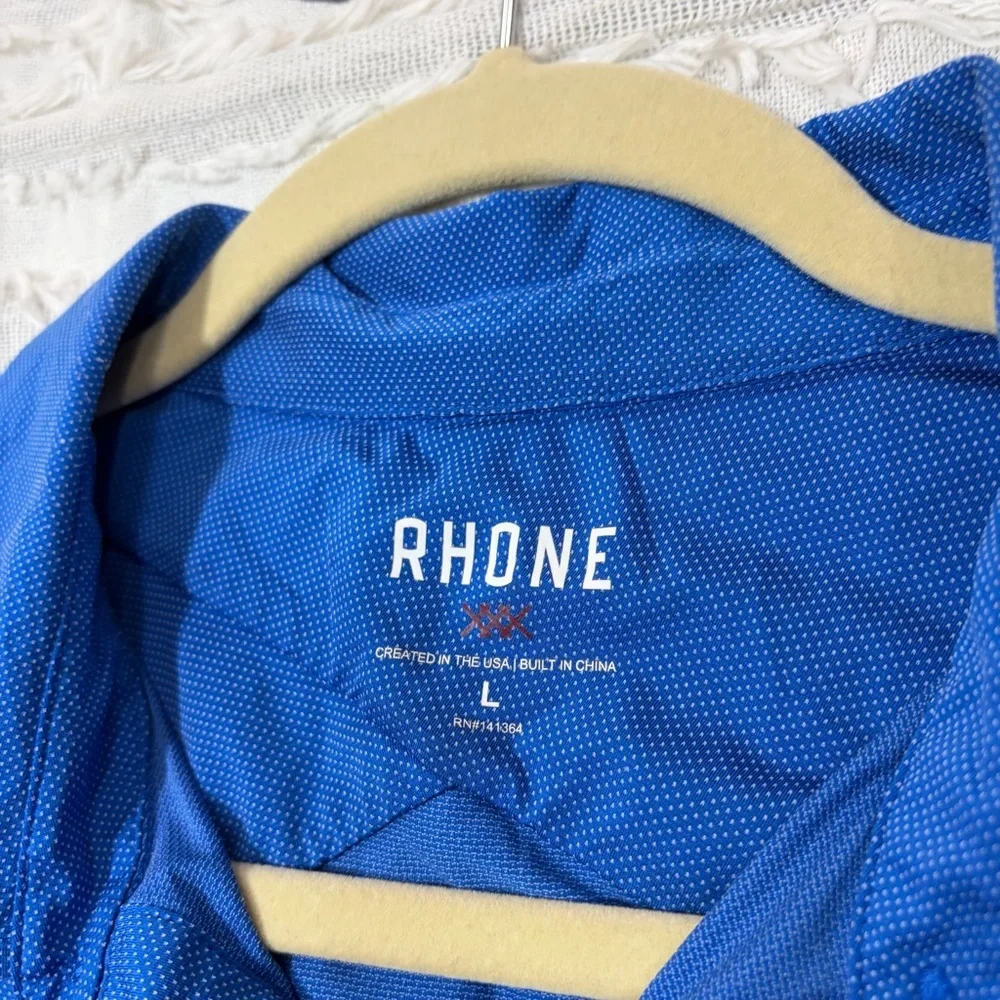 Rhone Polo Shirt Men's Blue Short Sleeve Sz L Golf Outdoor Casual Quiet Luxury - Picture 7 of 9